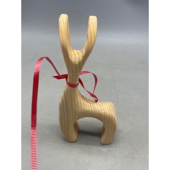 handmade Christmas reindeer carved wood figurine decoration brown 7" READ used w - Picture 5 of 8